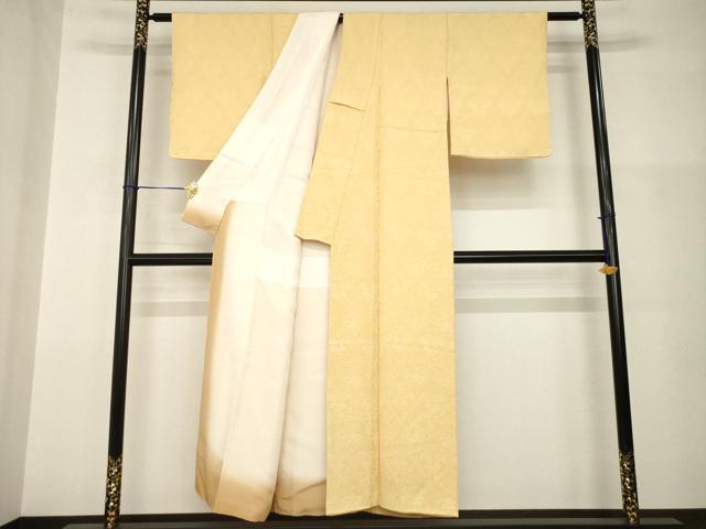 平和屋着物●お召　飾花文　飴色　正絹　逸品　AABI0775ck