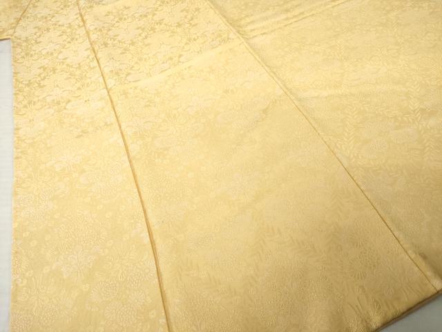 平和屋着物●お召　飾花文　飴色　正絹　逸品　AABI0775ck