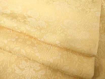 平和屋着物●お召　飾花文　飴色　正絹　逸品　AABI0775ck