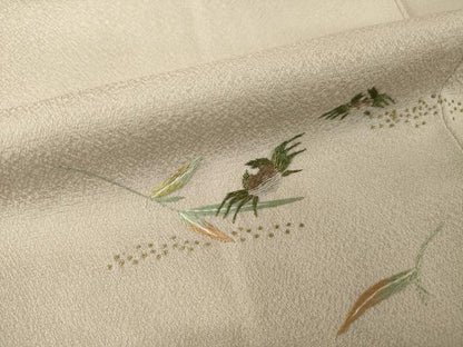 平和屋着物●色留訪問着　蘇州刺繍　蟹　金糸　正絹　逸品　未使用　AABI0777ck
