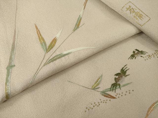 平和屋着物●色留訪問着　蘇州刺繍　蟹　金糸　正絹　逸品　未使用　AABI0777ck