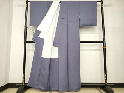 平和屋着物●上質な色無地　草花地紋　藤煤竹色　正絹　逸品　AABI0778ck