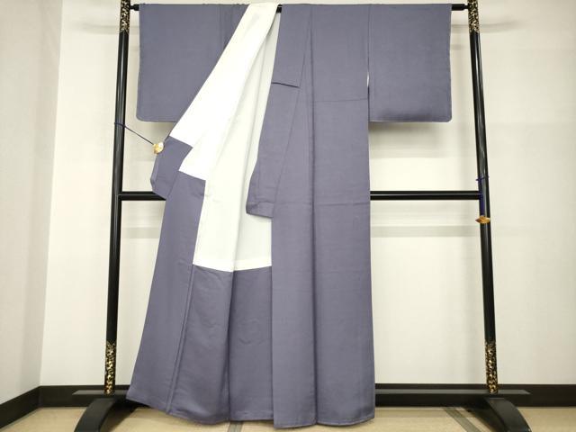 平和屋着物●上質な色無地　草花地紋　藤煤竹色　正絹　逸品　AABI0778ck
