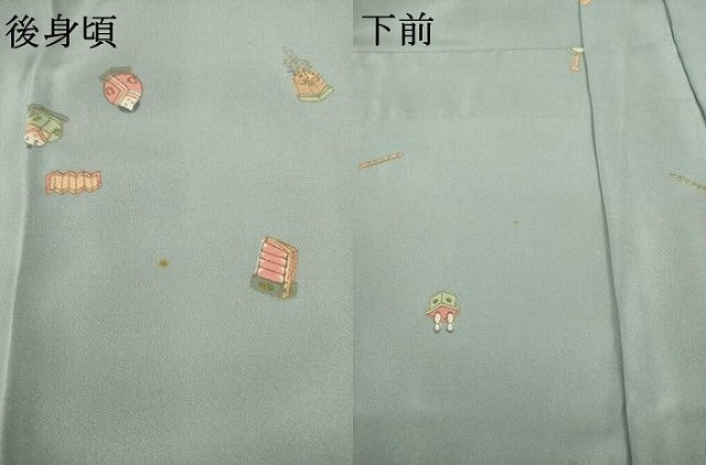 平和屋着物●長襦袢　無双仕立て　ひな祭り　正絹　逸品　AABI0779ck