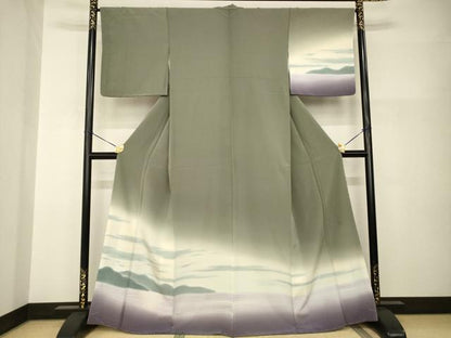 平和屋着物●訪問着　作家物　風景文　暈し染め　正絹　逸品　未使用　AABI0780ck