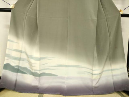 平和屋着物●訪問着　作家物　風景文　暈し染め　正絹　逸品　未使用　AABI0780ck