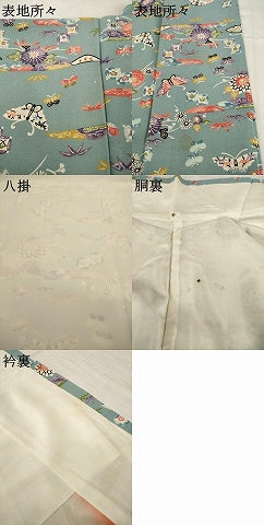 平和屋着物●上質な小紋　型染め　花蝶文　正絹　逸品　AABI0781ck