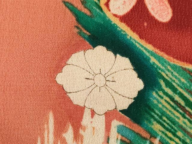 平和屋本店●アンティーク　大正ロマン　振袖　駒刺繍　御所車花文　金彩　正絹　逸品　AABI0783ck