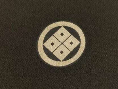 平和屋本店●アンティーク　大正ロマン　振袖　短冊花文　黒地　正絹　逸品　AABI0786ck