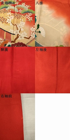 平和屋本店●アンティーク　大正ロマン　小振袖　二尺袖　駒刺繍　帆掛け船　吉祥花文　暈し染め　金彩　正絹　逸品　AABI0788ck