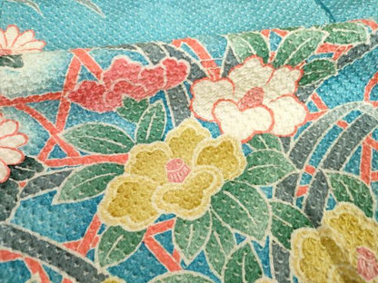 平和屋着物●名門　藤娘きぬたや・総絞り　振袖　花車文　正絹　逸品　AABI0794ck