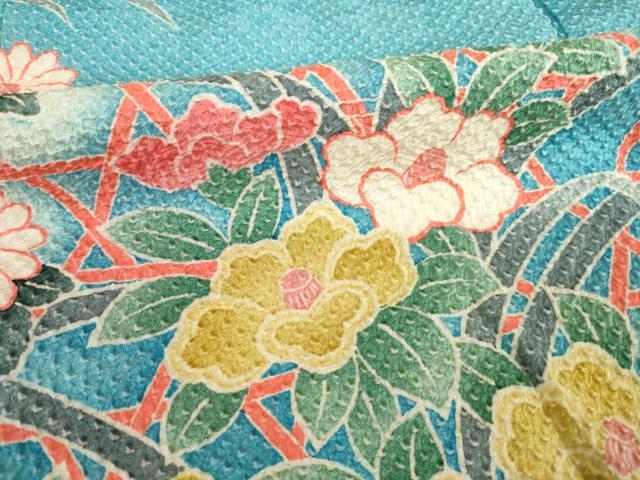 平和屋着物●名門　藤娘きぬたや・総絞り　振袖　花車文　正絹　逸品　AABI0794ck
