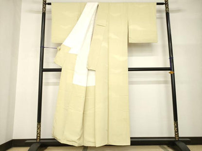 平和屋着物●上質な色無地　遠山地紋　蒸栗色　正絹　逸品　AABI0795ck