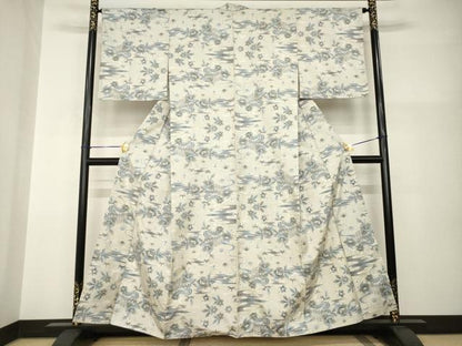 平和屋着物●本場大島紬　白大島　一元7マルキ　流水花文　総絣　正絹　逸品　AABI0797ck