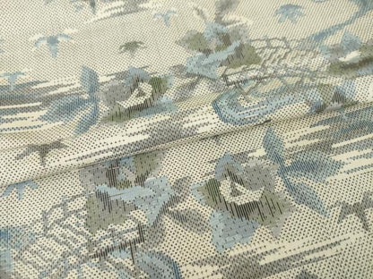 平和屋着物●本場大島紬　白大島　一元7マルキ　流水花文　総絣　正絹　逸品　AABI0797ck