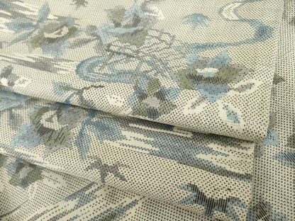 平和屋着物●本場大島紬　白大島　一元7マルキ　流水花文　総絣　正絹　逸品　AABI0797ck