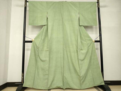 平和屋着物●上質な紬　色無地　黄海松茶色　鈴乃屋扱い　正絹　逸品　AABI0798ck
