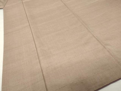 平和屋着物●結城紬　色無地　梅染色　正絹　逸品　AABI0799ck