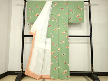 平和屋着物●上質な小紋　ふくら雀　正絹　逸品　AABI0800ck