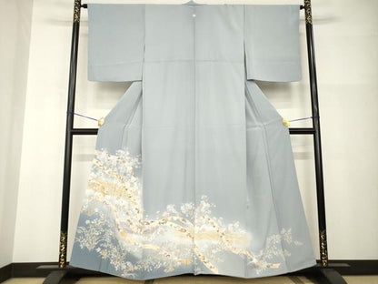 平和屋着物●豪華色留袖　駒刺繍　蔓帯花文　金彩　正絹　逸品　AABI0803ck