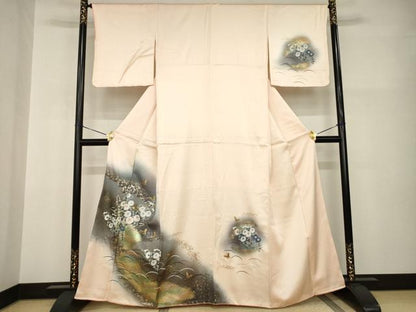 平和屋着物●訪問着　花蝶文　暈し染め　金彩　正絹　逸品　AABI0804ck