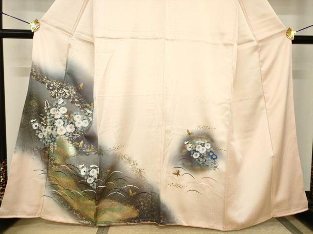 平和屋着物●訪問着　花蝶文　暈し染め　金彩　正絹　逸品　AABI0804ck