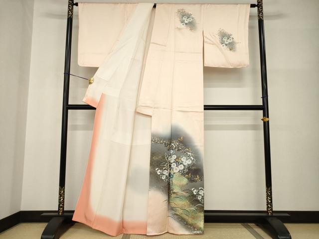 平和屋着物●訪問着　花蝶文　暈し染め　金彩　正絹　逸品　AABI0804ck