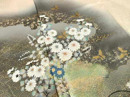 平和屋着物●訪問着　花蝶文　暈し染め　金彩　正絹　逸品　AABI0804ck