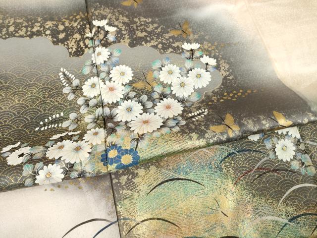 平和屋着物●訪問着　花蝶文　暈し染め　金彩　正絹　逸品　AABI0804ck