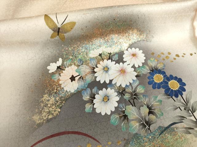 平和屋着物●訪問着　花蝶文　暈し染め　金彩　正絹　逸品　AABI0804ck