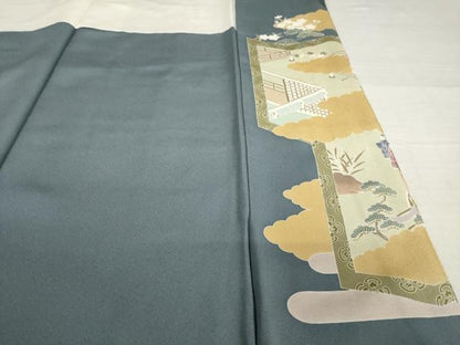 平和屋着物●豪華色留袖　作家物　駒刺繍　人物風景文　金彩　正絹　逸品　AABI0806ck