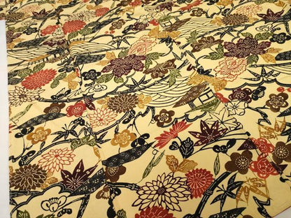 平和屋着物●上質な小紋　紅型　風景花文　正絹　逸品　AABI0809ck