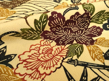 平和屋着物●上質な小紋　紅型　風景花文　正絹　逸品　AABI0809ck