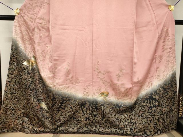 平和屋着物●訪問着　扇面花文　暈し染め　金彩　正絹　逸品　AABI0810ck