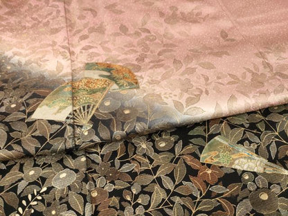平和屋着物●訪問着　扇面花文　暈し染め　金彩　正絹　逸品　AABI0810ck