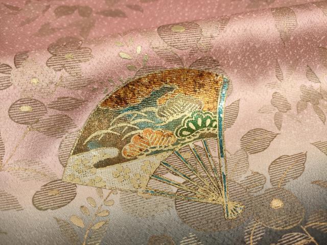 平和屋着物●訪問着　扇面花文　暈し染め　金彩　正絹　逸品　AABI0810ck