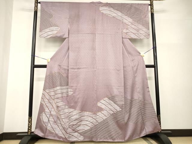 平和屋着物●訪問着　駒刺繍　流水文　金彩　正絹　逸品　AABI0811ck