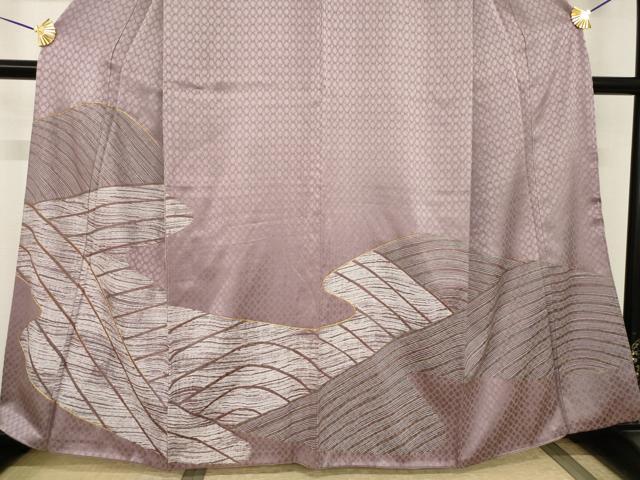平和屋着物●訪問着　駒刺繍　流水文　金彩　正絹　逸品　AABI0811ck