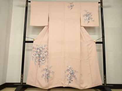平和屋着物●訪問着　友禅　草花文　正絹　逸品　AABI0812ck