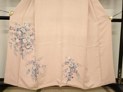 平和屋着物●訪問着　友禅　草花文　正絹　逸品　AABI0812ck