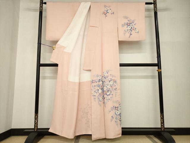 平和屋着物●訪問着　友禅　草花文　正絹　逸品　AABI0812ck