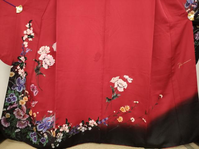平和屋着物●プリマヴェーラ　振袖　草花文　暈し染め　正絹　逸品　AABI0816ck