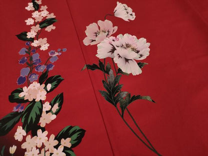 平和屋着物●プリマヴェーラ　振袖　草花文　暈し染め　正絹　逸品　AABI0816ck
