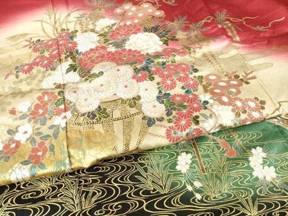 平和屋着物●豪華振袖　飾花文　暈し染め　やまと誂製　正絹　逸品　AABI0818ck