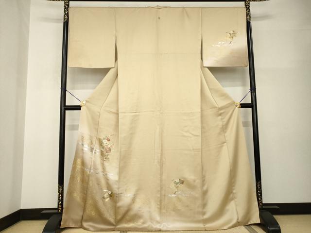 平和屋着物●訪問着　地紙花文　金彩　ロング丈　正絹　逸品　AABI0820ck