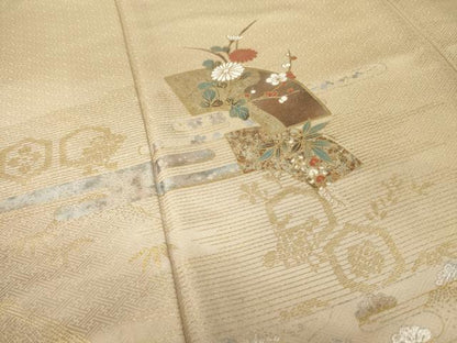 平和屋着物●訪問着　地紙花文　金彩　ロング丈　正絹　逸品　AABI0820ck