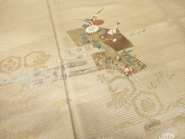 平和屋着物●訪問着　地紙花文　金彩　ロング丈　正絹　逸品　AABI0820ck