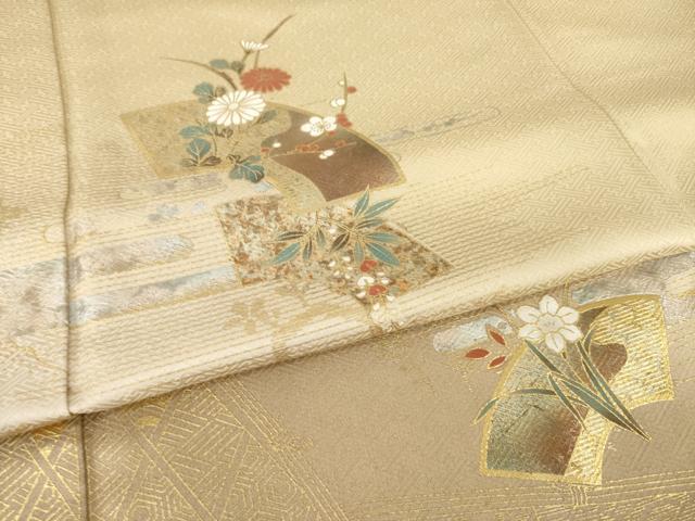 平和屋着物●訪問着　地紙花文　金彩　ロング丈　正絹　逸品　AABI0820ck