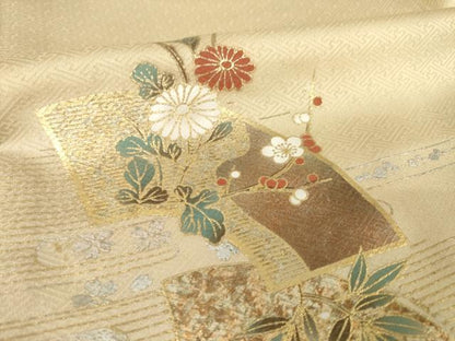 平和屋着物●訪問着　地紙花文　金彩　ロング丈　正絹　逸品　AABI0820ck