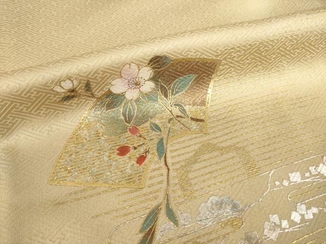 平和屋着物●訪問着　地紙花文　金彩　ロング丈　正絹　逸品　AABI0820ck